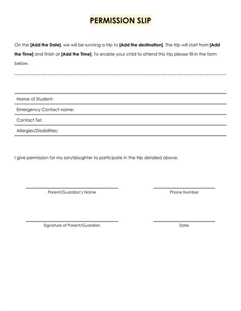 11 Free Permission Slip Templates & Field Trip Forms