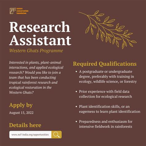 NCF RESEARCH ASSISTANT Opening in SEED DISPERSAL AND RESTORATION ECOLOGY