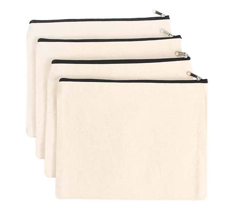 Buy Earthworks Canvas Zipper Pouch Plain - W9" x L6" (Pack of 4 ...