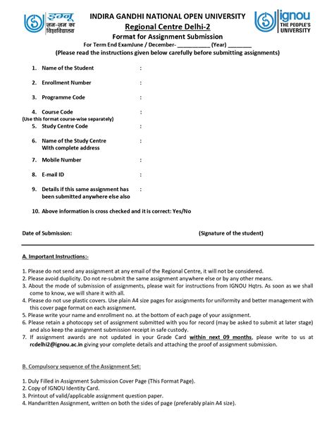 Image result for IGNOU Front Page for Assignment