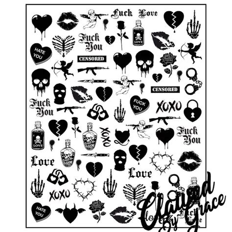 valentines nail decals