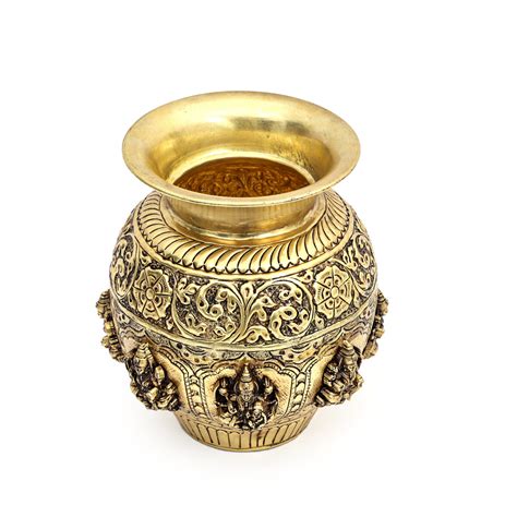 Brass Ashtalakshmi Pooja Kalash - Handcrafted Pot for Pooja Rituals ...