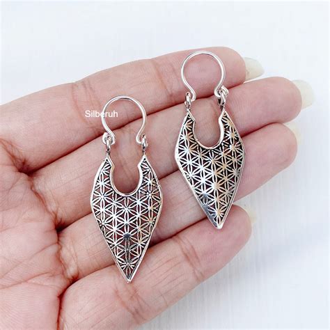 Seed of Life Silver Bali Hoop Earring – SILBERUH