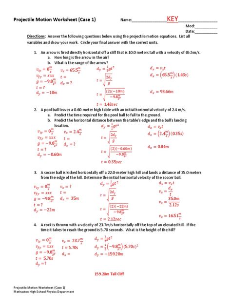 Image result for Vertical Projectile Motion Worksheet