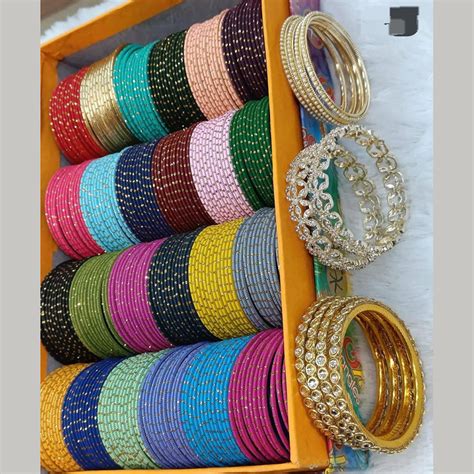 Kavita Art Gold Plated Austrian Stone Bangles Set (Assorted Color ...