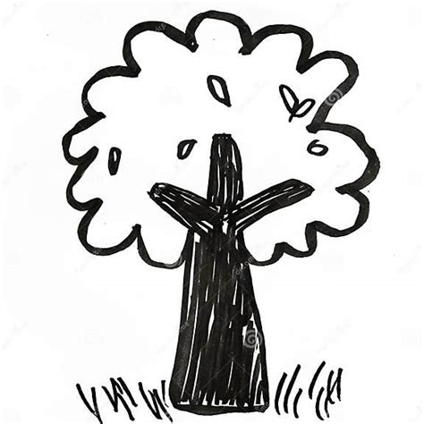 Draw a Simple Tree with a Thick Trunk and Leaves Stock Illustration - Illustration of graphic ...