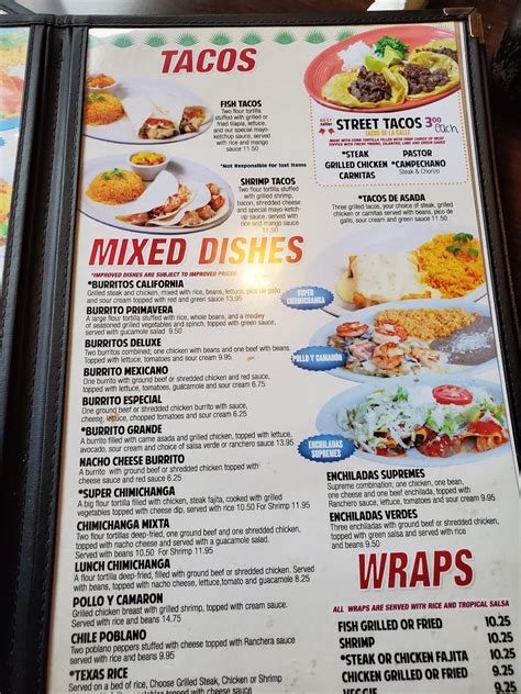 Menu at Monterrey Mexican Restaurant, North Augusta