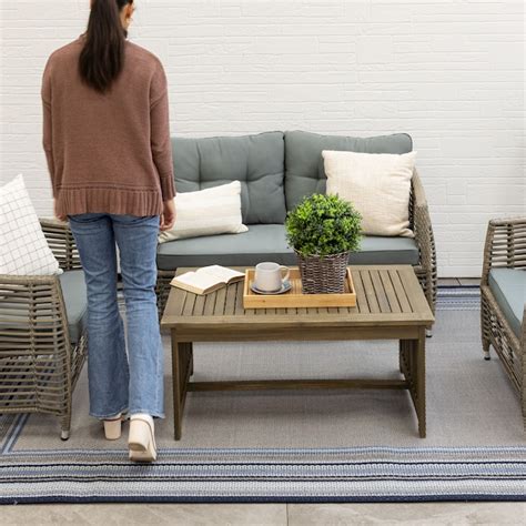 allen + roth with STAINMASTER Blue Border 5 X 7 (ft) Blue Outdoor Area ...