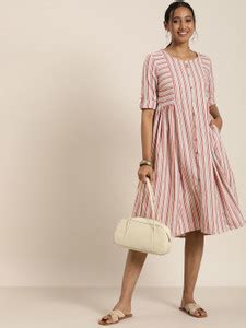 Taavi Women A-line Beige Midi/Calf Length Dress - Buy Taavi Women A ...