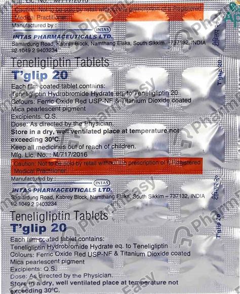 T Glip 20 Tablet: Uses, Side-effects, Price, Dosage & More Info - PharmEasy
