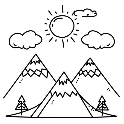 Simple Mountain Landscape coloring page - Download, Print or Color ...