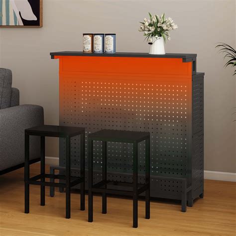 DWVO 4 Tier Home Bar Unit, 43" Liquor Bar Table with Adjustable RGB LED ...