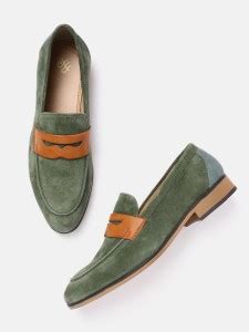 House of Pataudi House of Pataudi Men Green Tan Brown Solid Leather ...