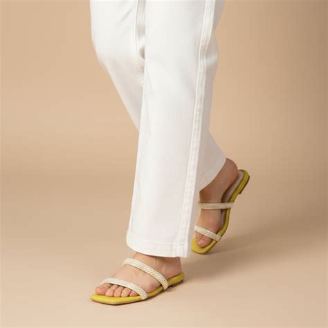 Twin Seed-pearl and Lemon Yellow Flats - Cunei India