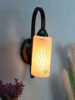 Buy MFD HOME FURNISHING Black Metal Wall Light Sconce Lamp with Glass ...