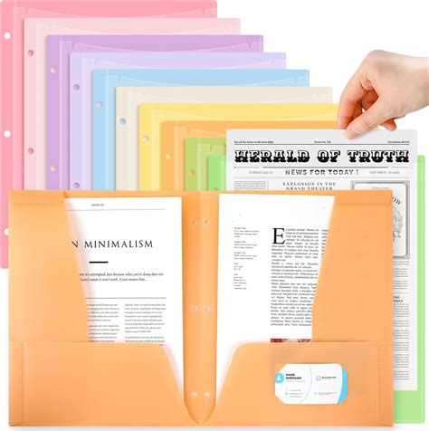 Amazon.com : Eersida 60 Pack 4 Plastic Pocket Folders with 3 Holes ...