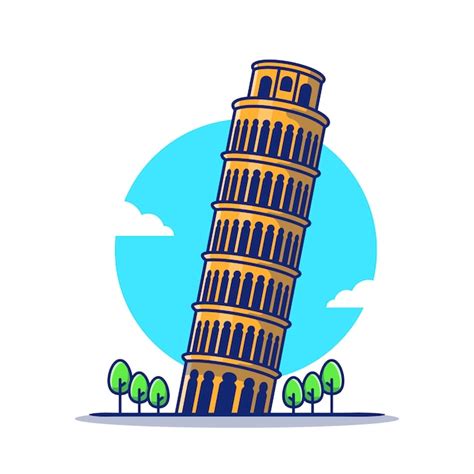 Turm von Pisa Cartoon Icon Illustration. Famous Building Travelling ...