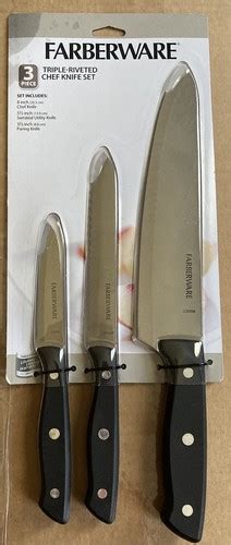 Farberware NEW Faberware 3 Piece Chef Knife Set ~ High Carbon India | Ubuy