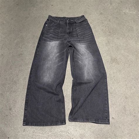 Gray/black wash baggy denim (waist sizes 34 and 30... - Depop