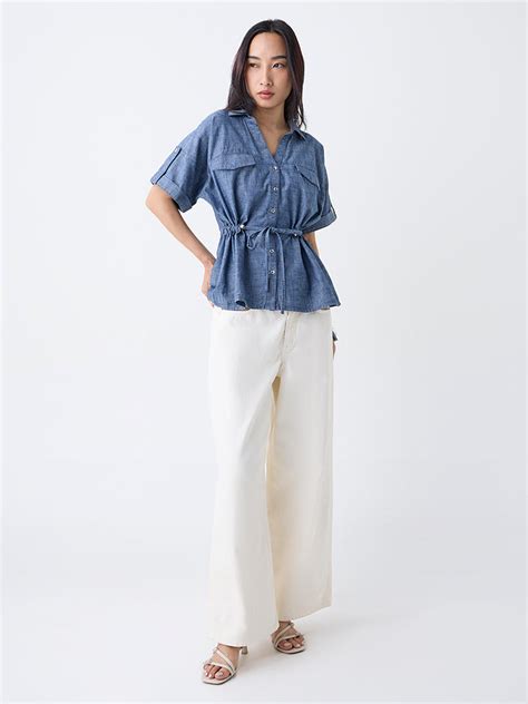 Buy LOV Dark Blue Denim Blouse from Westside