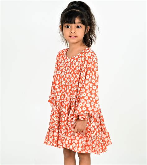 Girls Red-White Daisy Print Dress – RUCHICAZ OVERSEAS