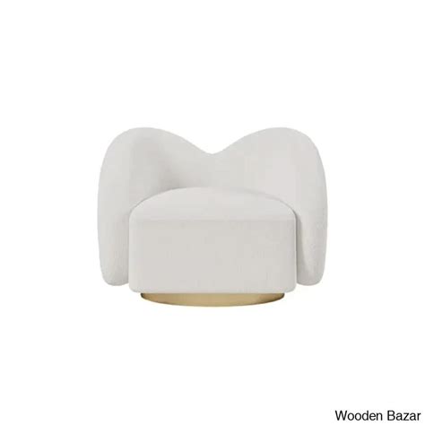 Modern White Swivel Accent Chair Cloud Boucle Lounge Chair - Wooden Ba ...