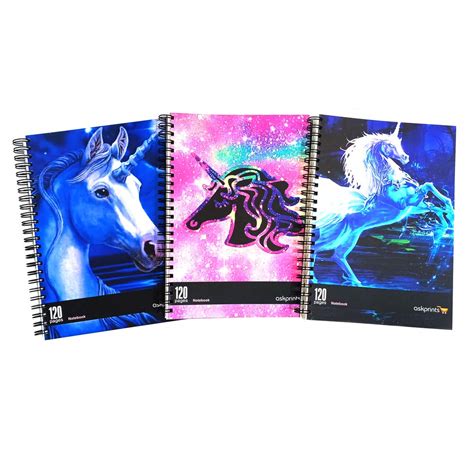 Askprints Unicorn 3 Packs Soft Cover Wiro Notebook with Lined Paper A5 ...