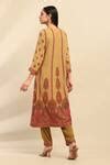 Buy Yellow Cotton, Rayon, Lurex Embroidery, Mustard Ethnic Motif Kurta ...