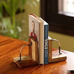 ExclusiveLane Cane Handwoven Bookends in Sheesham Wood & Iron - Book ...