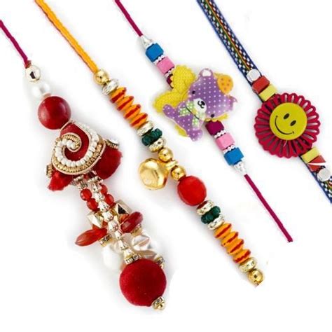 Buy Beautiful Beads Work Family Rakhi Set with Teddy & Smiley Rakhi ...