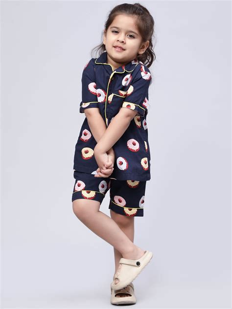 Notched Unisex Nightuit in Fun Donut Print- Navy – biglilpeople