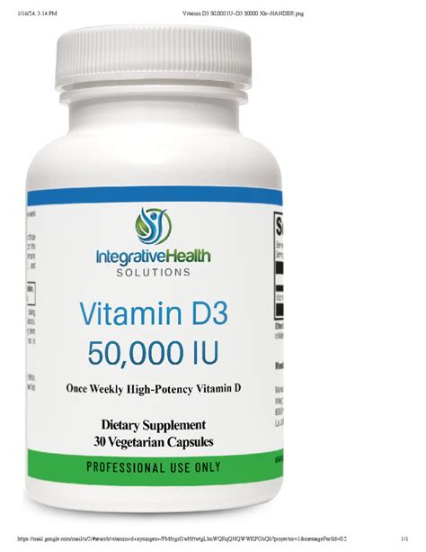 VITAMIN D3 50,000 IU 30c - Integrative Health Solutions | Dr. Bronner ...