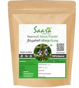Buy Saara HERBAL FRESH Neermulli Vidhai Powder, 70g, Talmakhana Seed ...