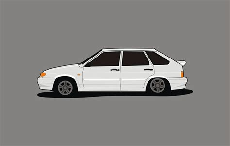 Wallpaper vector, art, profile, car, domestic, VAZ 2114 for mobile and ...
