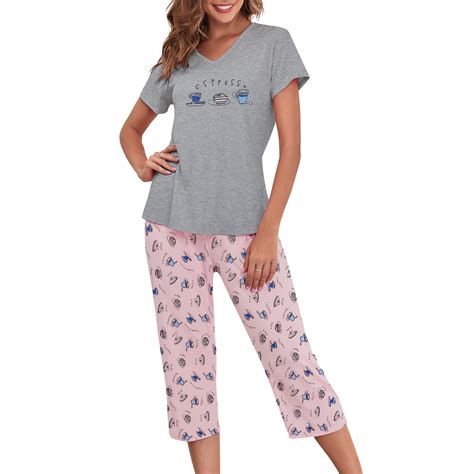 Zando Women's Summer Pajamas - Soft Cotton Short Sleeve Sleepwear ...