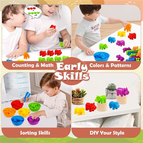 Buy Counting Animals Toys Matching Game with Sorting Bowls Preschool ...