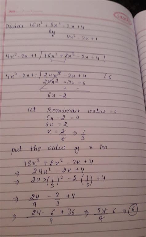 divide (16xsq + 8x² - 2x +4) by (1 +4xsq - 2x) - Brainly.in
