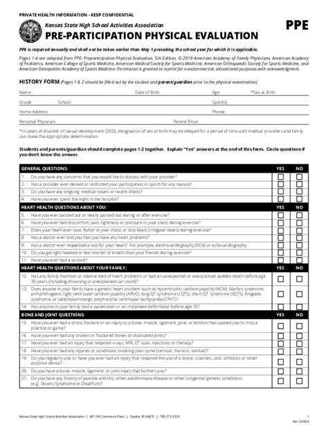 Kansas Pre-Participation Physical Evaluation Form - Fill Out, Sign ...