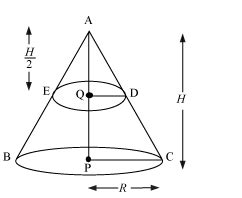 A cone of radius 10 cm is divided into two parts by drawing a plane ...