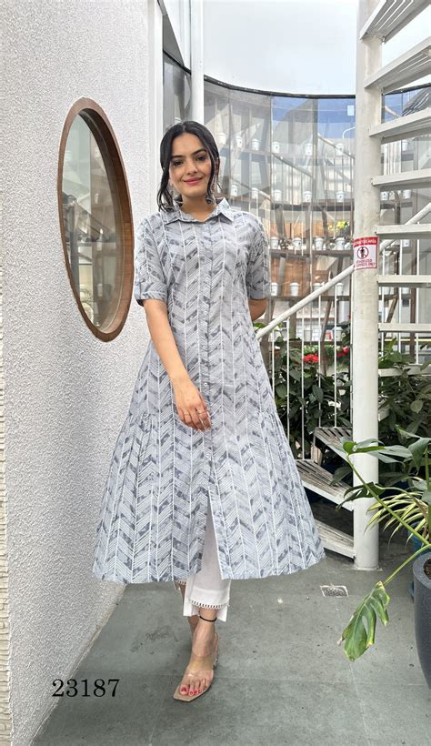 23187 Indira Cambric Cotton Kurti Bottom Set – Kavya Style Plus