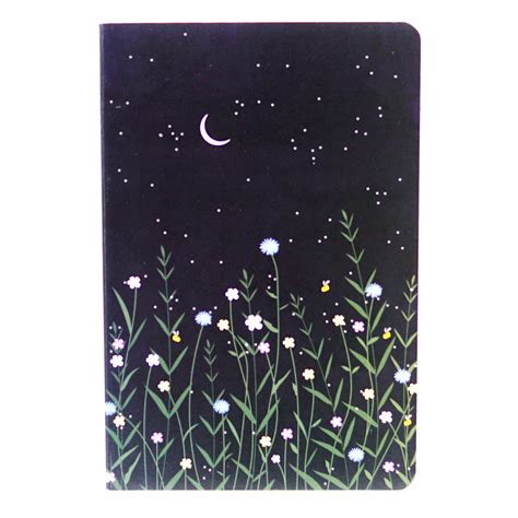 Factor A5 Black Color with Half Moon and Plant Design Soft Bound Ruled ...