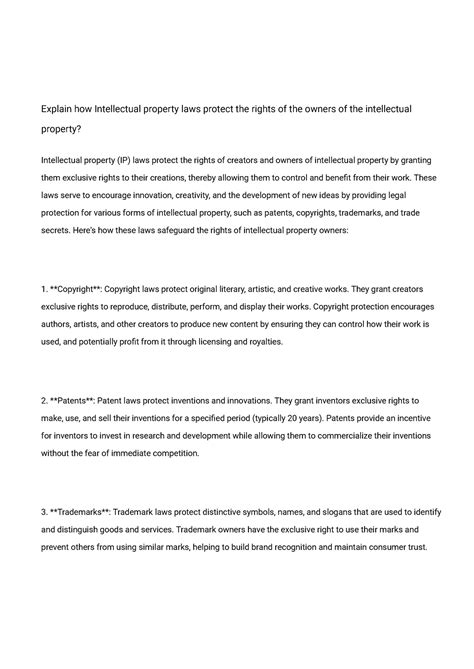 Intellectual property - These laws serve to encourage innovation ...