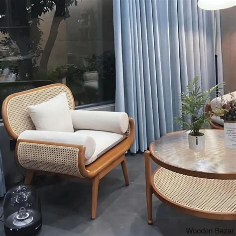 Hasina Solid Wood Sofa with Natural Rattan Inspired Living Meets ...