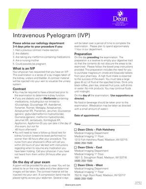 Fillable Online Intravenous Pyelogram IVP - Dean Clinic Fax Email Print ...