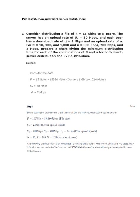 Numericlas on P2P and CS file distribution - P2P distribution and ...