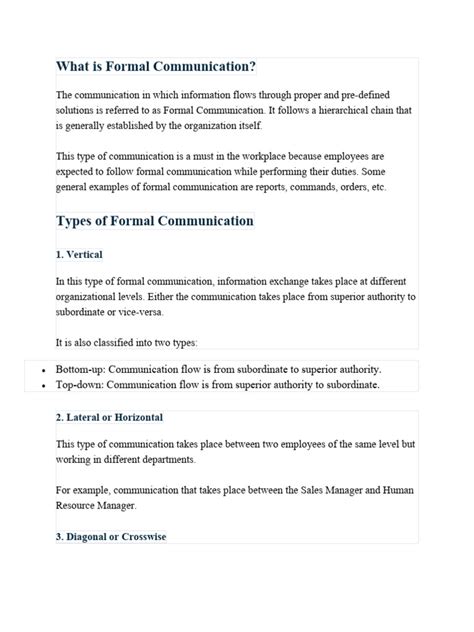 Image result for Formal Communication Example