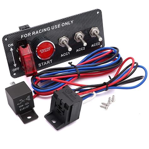 Buy Fuzbaxy 12V Ignition Switch Panel 5 in 1 Racing Car Engine Start ...