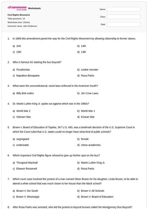 50+ Civil Rights Movement: Martin Luther King Jr. worksheets for Class ...