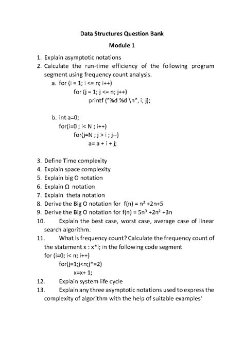 DS DE 1st internal important questions - CST 201 Data Structures Module ...