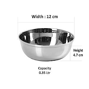 Buy Sumeet Stainless Steel Solid Bowl/Wati Set | 6 Pieces - 350ml Each ...